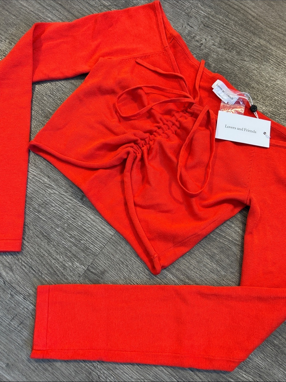 NWT Lovers and Friends Ruched Off Shoulder Crop Sweater Top Large